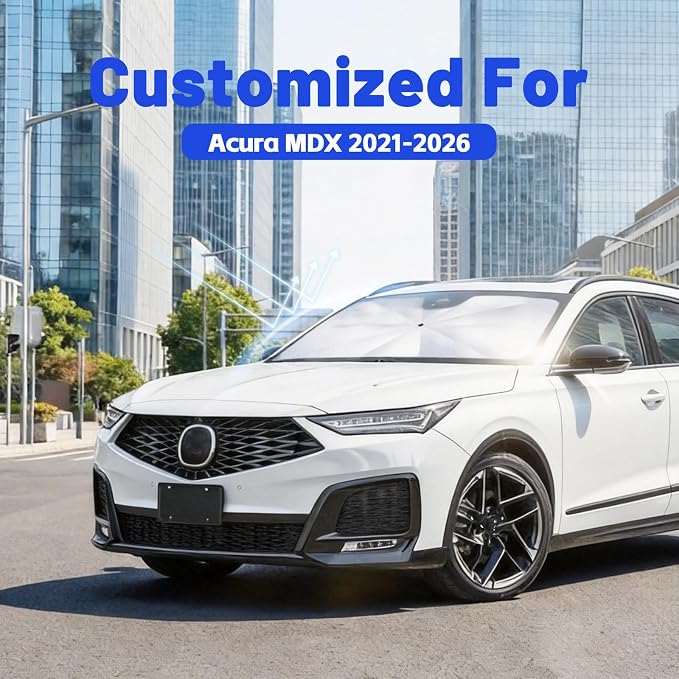Windshield Sun Shade Umbrella for Acura MDX 2021-2026, 1:1 Fit Sunshade | [Reflective Coated Fabric] Car Shades Sun Visor Keep Car Cool and Protects Interior, Sunshade Umbrella for Front Window - Image 2