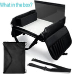 Kids Travel Tray for Car Seat, Carseat Table Tray for Kids Road Trip Activities, Car Trays for Kid Roadtrip Essentials, Toddler Lap Desk Organizer for Airplane - Black - Image 9