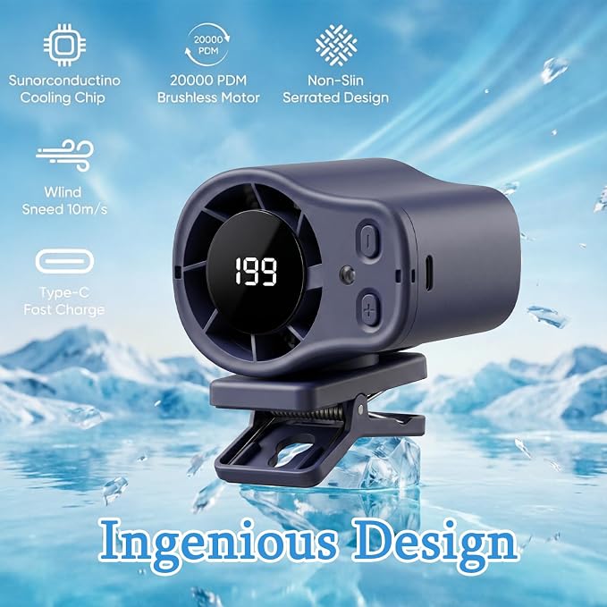 Car Clip on Air Conditioner Fan with LED Display, 199 Speeds & Semi-Cooling Technology, Hands-Free Clip on Air Conditioner Fan for Car, Mini Cooling System for Auto Vehicle, 360° Rotation - Image 3