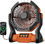 Portable Rechargeable Fan, 20000mAh Battery Powered Camping Fan with LED Light & Hook, 270° Adjustable, 4-Speed, 4H Timer Camping Essentials for Outdoor Tent Travel BBQ Car_Orange by Unknown