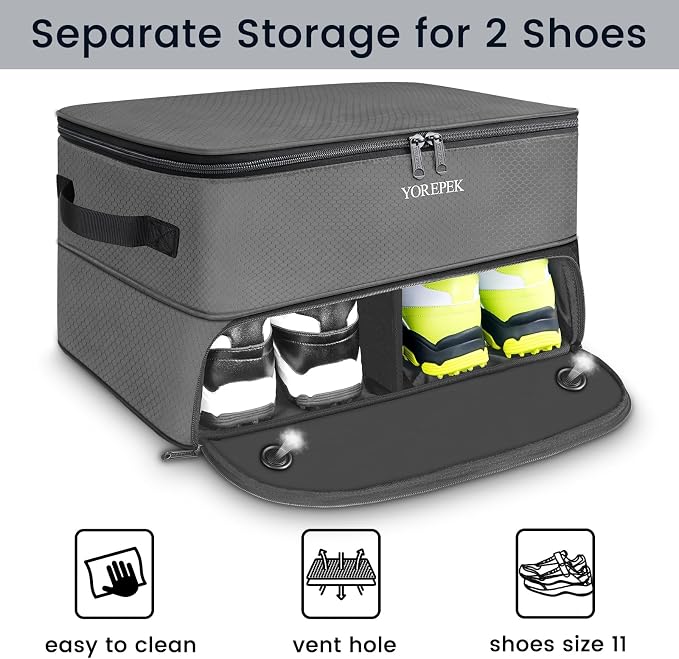 YOREPEK Golf Gifts for Men, 2 Layer Golf Trunk Organizer for 2 Pair Shoes | Waterproof Car Trunk Locker with Separate Ventilated Compartment for Balls, Tees, Clothes, Gloves, Birthday Gifts for Golfers - Image 4