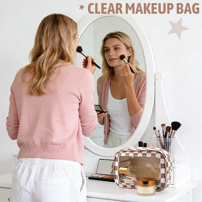 YOPCDJ 3PCS Clear Toiletry Bag, TSA Approved Travel Makeup Pouch with Zipper for Cosmetics and Toiletries, Diaper Bag Organizer Pouch Set, Women's Purse Organizer and Clear Car Bag - Image 5