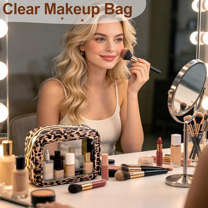 YOPCDJ 3PCS Clear Toiletry Bag,TSA Approved Travel Makeup Pouch with Zipper for Cosmetics and Toiletries，Diaper Bag Organizer Pouch Set,Women's Purse Organizer and Clear Car Bag - Image 4