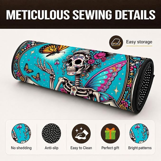 Car Trunk Mat for SUV, 31"x47" Skull Butterfly Cargo Liner Protector | All Weather Universal Cargo Liners for Dogs, Car Accessory for SUVs/Sedan/Wagons, Durable Non-Slip Washable Rear Cargo Mat - Image 3