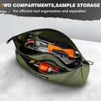 Tool Pouch 2-Pack 12" 10", Divider Zipper Bag, Small Tool Box Organizer | Waterproof, Heavy-duty Oxford, Smooth Zipper, D-Ring, Storage Case for Car Work Tool. Electrician Gift, Orange/Green - Image 3
