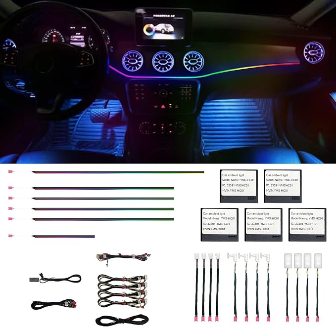 HMYC Car Interior Ambient Lights,18 in 1 128 Colorful LED Acrylic Fiber Optic Strip,Universal Multiple Modes Decoration Atmosphere with Music Sync Rhythm,APP Control,RGB Neon Lighting for All Cars - Image 8