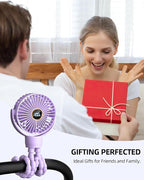 buywoo Portable Stroller Mini Fan, Small Rechargeable Personal Fan, Travel Essentials for Baby, Wagon, Car Seat, Treadmill, Battery Powered Biking Gear Accessories, 360° Rotation, 3-Speed, Display - Image 7