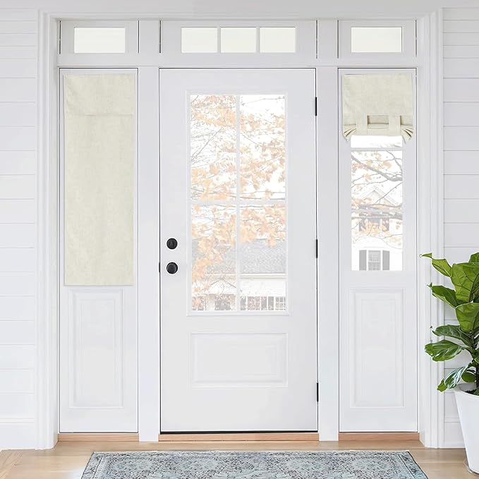 RYB HOME Classroom Door Window Cover, 100% Blackout Lockdown Shades | Linen Textured, Block Views, Privacy Sidelight Blids, For Glass Door School Office Nursery, W12 x L40, Beige, 1 Panel by RYBHOME