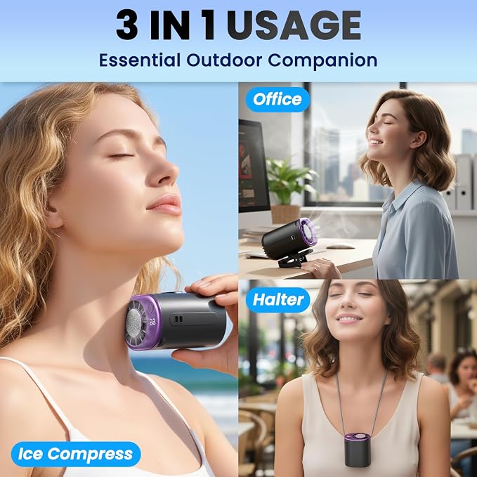 2026 Car Clip on Fan Air Conditioner with Led Display (Black) | Mini Clip Fan Portable Personal Clip-On Air Conditioner for Shirt Silent Rechargeable Exhaust for Kitchen - Image 5