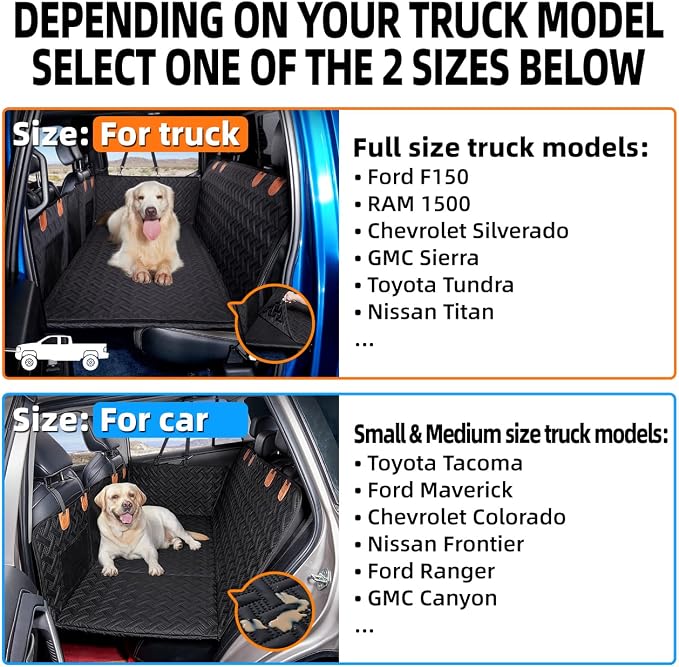 MAXFUT Dog Car Seat Cover for Back Seat,Seat Extender for Full Size Truck | Removable surface,Hard Bottom Dog Hammock,Waterproof,Strong Support,More Rest Space,Truck Back Seat Protector,Black - Image 2