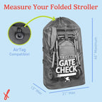 J.L. Childress Gate Check Travel Bag for Single & Double Strollers, Black | AirTag compatible Gate Check Bag keeps strollers clean, protected & easy to identify when airport gate checking - Image 3
