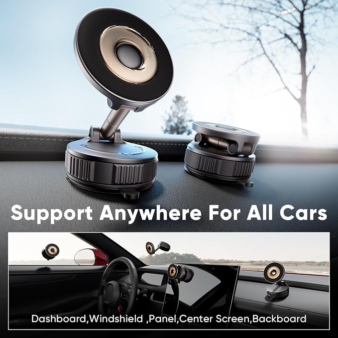 Car Phone Holder for Magsafe [80+LBS Max Suction & 2500gf Magnetic] | 360° Adjustable Car Phone Mount, Phone Holders for Your Car for iPhone 17 16 15 14 13 12 Pro Max Air Plus - Image 2