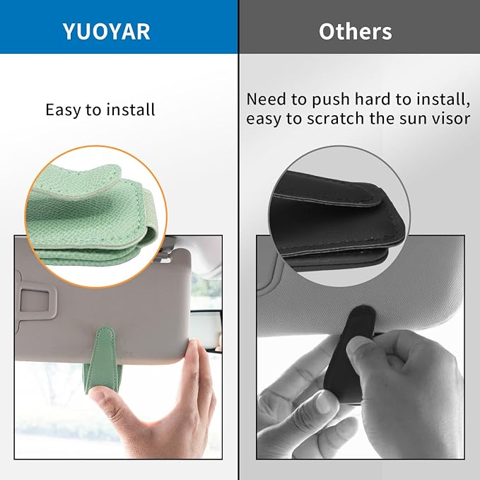 Yuoyar 2 Packs Magnetic Sunglass Holder for Car Visor (Green) | Magnetic Interior Car Accessories - Image 3