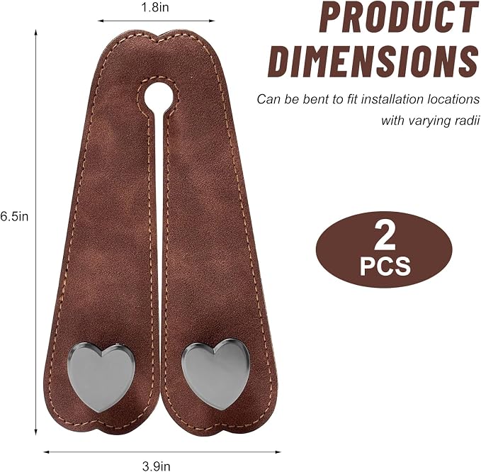 2 PCS Car Seat Headrest Hook, Cute Heart Shape Auto Seat Back Storage Hanger, Suede Double Headrest Purse Hooks Storage Organizer for Most Vehicles, Car Accessories (Brown) - Image 2