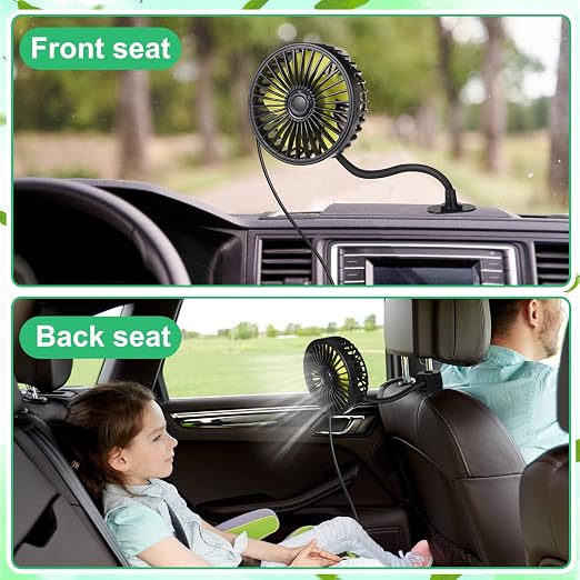 Glooglitter 2 Pcs Car Fan USB for Rear Seat Passenger Portable Headrest 360 Degree Rotatable 3 Speed 12v/ 24v Automobile Ventilation Fan with Clip for SUV Backseat, RV, Vehicles(Practical,Black) - Image 5