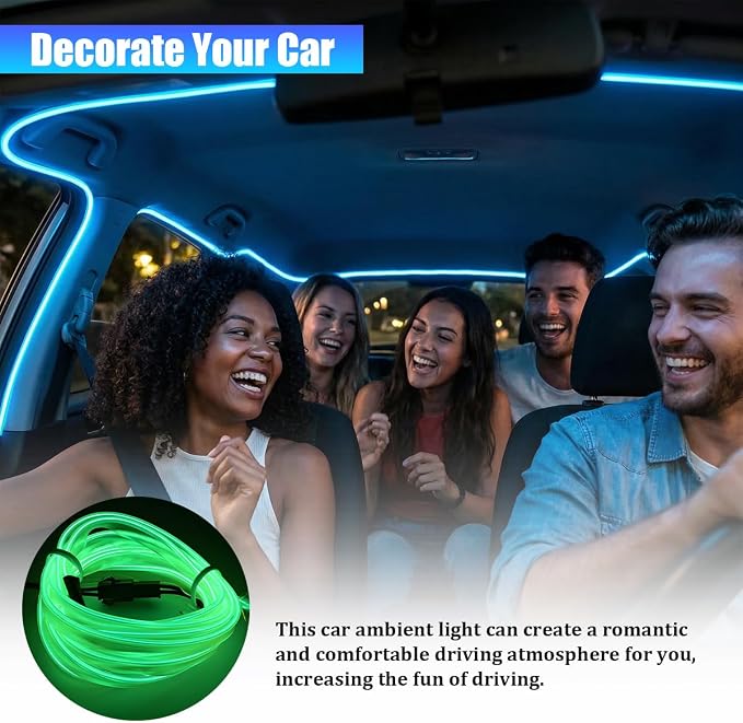 Car LED Strip Lights, 16.4FT 5V Waterproof Flexible Vehicle Ambient Lighting Kits with USB Port, Automotive Lamp Strips Decorations, Universal for SUV Automobile Truck (Fluorescent Green) - Image 5
