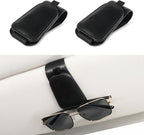 SINGARO 2 Pack Sunglass Holder for Car Visor Sunglasses Holder Clip, Universal Non-Slip Magnetic Leather Glasses Eyeglasses Hanger Mounter, Truck Interior Car Visor Accessories for Woman Man, Black by SINGARO