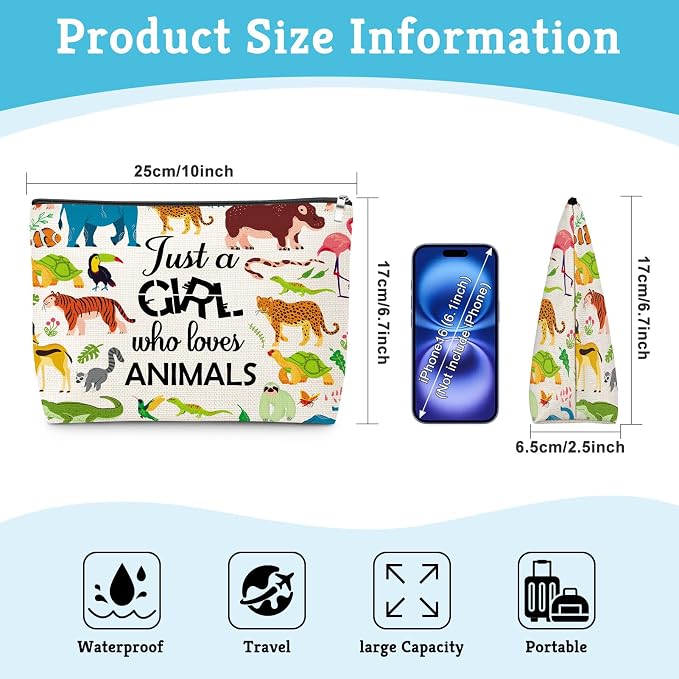 Animal Lovers Gifts for Women Makeup Bag Wildlife Animals Themed Gifts Ideas Birthday Graduation Gift for Her Animals Lover Daughter Sister Women Friends Travel Pouch Cosmetic Bag with Zipper - Image 2