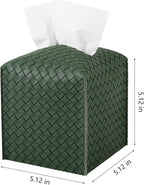 Tissue Box Cover Square Leather Facial Paper Holder, Dark Green | PU Leather，Easy to Fill, Easy Clean, Decorative Cube Tissue Box Holder for Office, Bathroom,Kitchen, Living room, Guest room - Image 2
