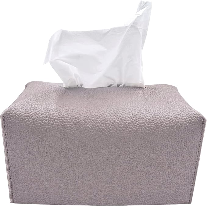 Carrotez Tissue Box Cover, [Refined] Modern PU Leather Rectangular Tissue Box Holder - Decorative Holder/Organizer for Bathroom Vanity Countertop, Night Stands, Office Desk 9.5"X5"X5" - Lavender by Carrotez