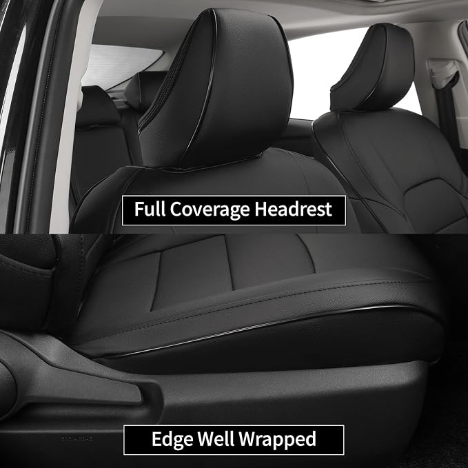 EKR Car Seat Covers for Toyota Camry 2018-2024 (Gas),Full Set | Custom Fit for Toyota Camry XLE/XSE 2018-2024,Easy-Wipe Protection,Full Wrap-Faux Leather(Black) - Image 2