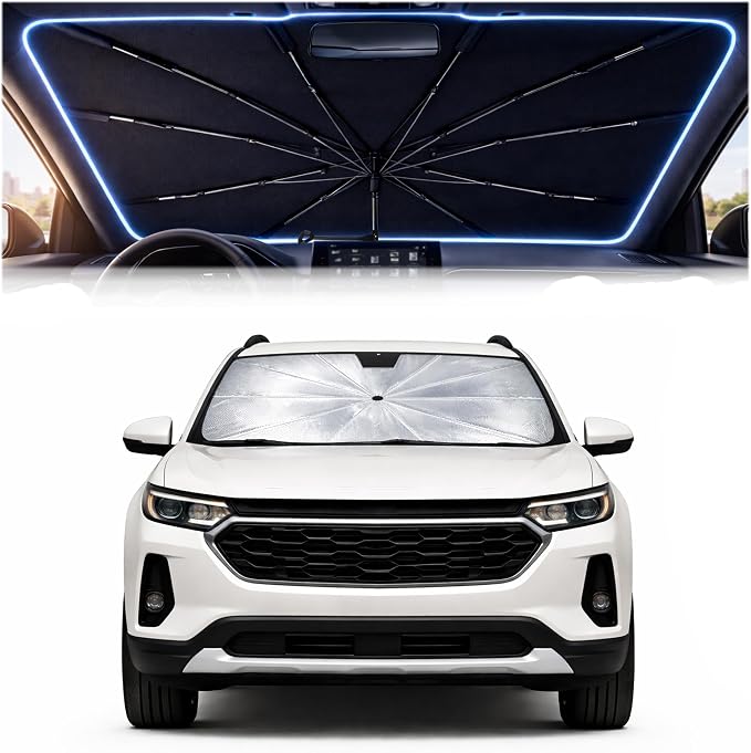 Car Windshield Sun Shade Umbrella for Chevrolet Traverse 2018-2026 | 2026 Upgraded,Custom-Fit Umbrella Sunshade,Easy Install,UV Protection & Heat Reflective,Keep Interior Cooler with Storage Bag by Unknown