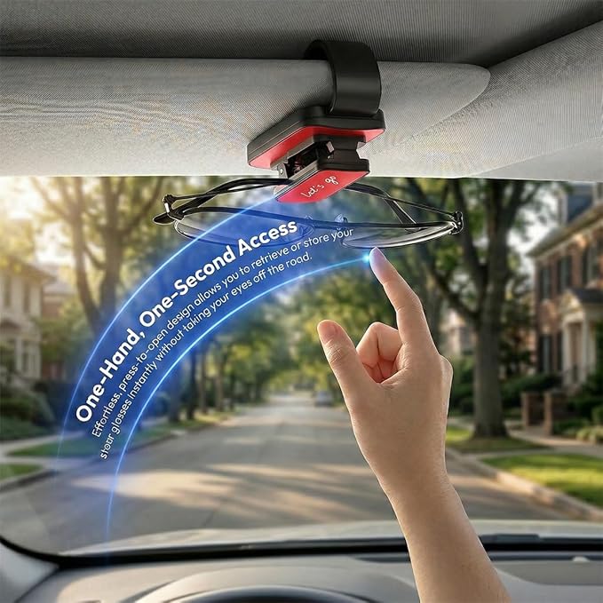 2PCS Sunglass Holder for Car Sun Visor, Metal Multi-Functional Automotive Eyeglass & Ticket Card Organizer Clip, Non-Slip Vehicle Interior Storage Accessories for SUV Truck (Red) - Image 5