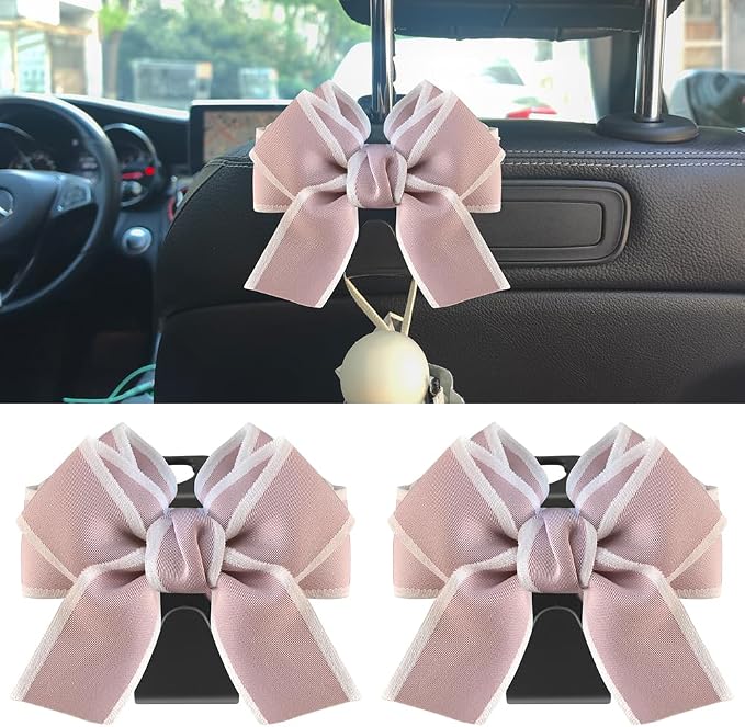 2-Pack Car Seat Headrest Hooks, Handbag Hangers, Pinkish-white | Storage organizer for handbags, clothes, coats and grocery bags; practical interior accessory for most cars and SUVs by Unknown