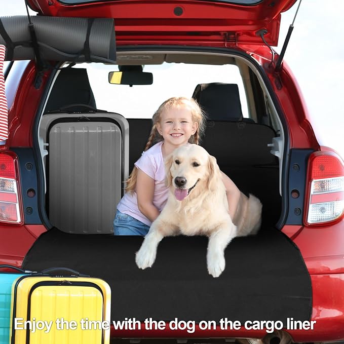 F-color SUV Cargo Liner for Dogs - Waterproof Dog Car Cover for SUV | Trunk Cover with Bumper Flap Protector, Low-Profile Padded Cargo Cover Prevents Scratches Pet Hair Mud Dirt for Mid-Size SUV - Image 5