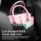 XINLIYA Car Handbag Holder Between Seats, PU Leather Multi-Pocket Large Capacity Purse Holder, Auto Net Bag Barrier of Backseat Pet Kids, Car Seat Organizers and Storage for Cargo Tissue Cup（Brown） - Image 4