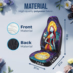 GENANY Spooky Skeleton Couple Car Seat Covers, 2-Piece Front Seat Set | 2-piece polyester front seat cover set, each 49.5 x 19.6 inches, with adjustable straps and hooks - Image 4