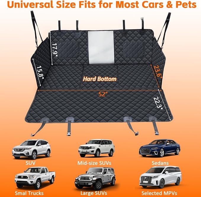 JSTHT Dog Car Seat Cover for Pets Back Seat Extender Support 420lbs | Hard Bottom Dog Car Seat Cover, Waterproof Car Seat Cover Protector, Nonslip Scratch Proof Dog Hammock for Car SUV and Truck - Image 6