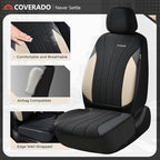 Coverado Automotive Seat Covers Front Seats, Luxury Car Seat Covers, Auto Seat Covers 2-Pack, Beige Driver Seat Protectors, Universal Fit for SUVs, Trucks, Sedans - Image 2