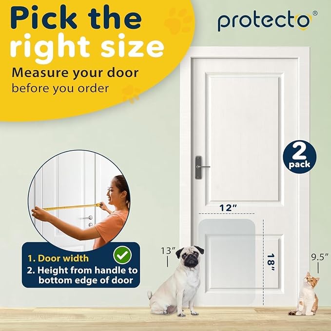 PROTECTO 2Pack Door Protector from Dog Scratching, 18x12 Door Scratch Guard | Heavy Duty Door Scratch Protector for Cats & Dogs, Clear Scratch Shield - Window, Screen Door, Sliding Doors, Indoor Outdoor - Image 2