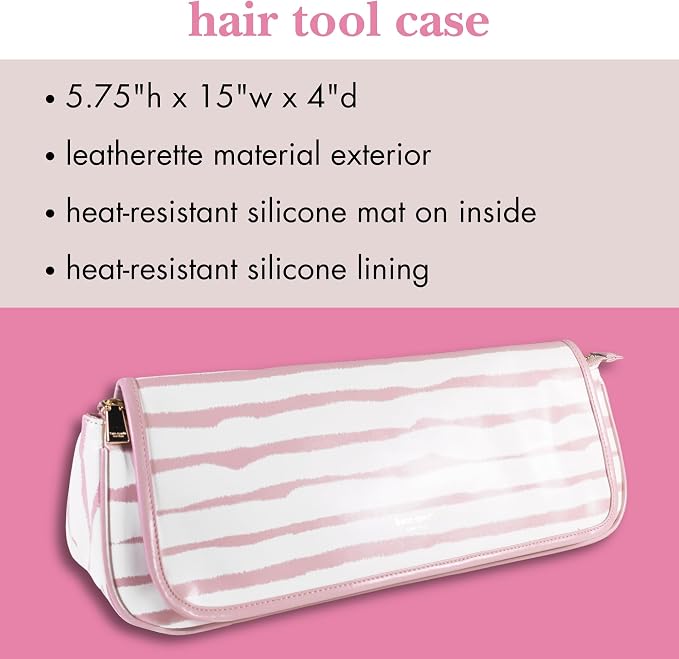 kate spade new york Hair Tool Organizer Bag, Goddess Stripe | Leatherette Travel Bag for Hair Dryer, Curler, Straightener, or Air Styler with Built in Heat Resistant Mat - Image 4