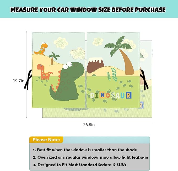 Car Window Shade for Baby, 2 Pack Magnetic Double Layer Car Sun Shade Baby with Cute Patterns, Adjustable Privacy Blackout/See-Through Window Curtains, UV Protection, Fits Most Cars SUV Minivan - Image 6
