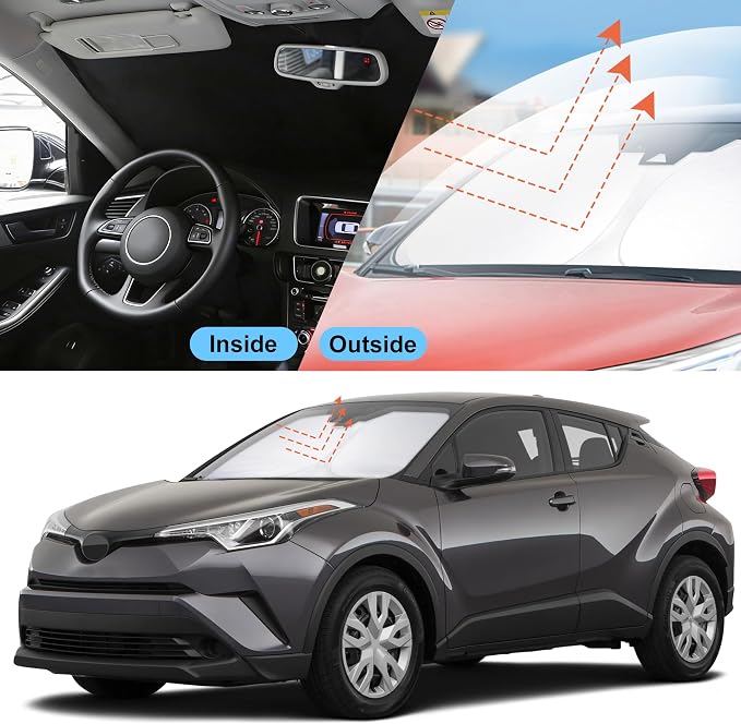 Front Windshield Sun Shade Foldable Car Front Window Sun Shade Windshield Shade Custom Fit for 2018-2023 Toyota CH-R Block UV Rays Accessories Heat Keep Cooler - Image 5