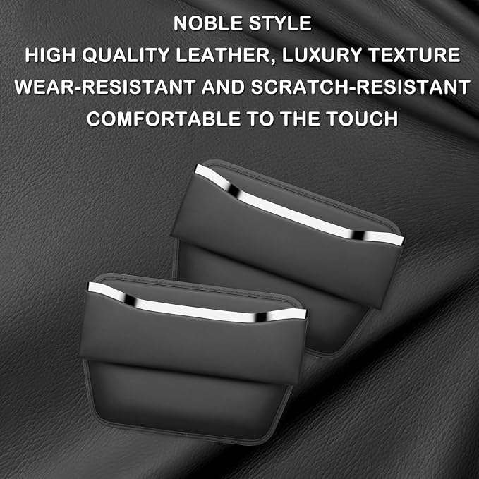 HOLDCY Car Seat Gap Filler Organizer - Leather Console Side Pocket Seat Storage - Stylish and Practical Car Accessories for Cars,SUV,Truck (Black - 1 Pack) - Image 4