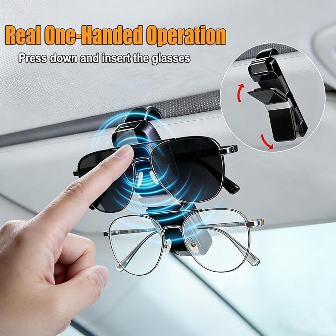 Dsycar 2 Pack Sunglasses Holder for Car, Double Holder Visor Sunglass Clip | One-Handed-Operation Easy Access Storage for Driving,Universal Fits Anti-Scratch Car Sun Visor Accessories - Image 3