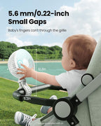 Gaiatop Oscillating Baby Stroller Fan with LED Lights, Rechargeable White | 4-Speed Quiet Cooling, 4.6 In, Battery Operated, 360° Rotate Clip On Small Portable Fans for Car Seat Crib Treadmill Travel - Image 3