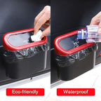 Accmor Car Trash Can with Lid, Mini Vehicle Dustbin Garbage Organizer Bin Holder, Portable Hanging Wastebasket Container for Auto, Home, Office (Red) - Image 4