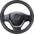 Elantrip Leather Steering Wheel Cover 15 1/2 to 16 inch Universal Large Soft Grip Breathable for Car Truck SUV Jeep Anti Slip Black (Pack of 2) - Image 2