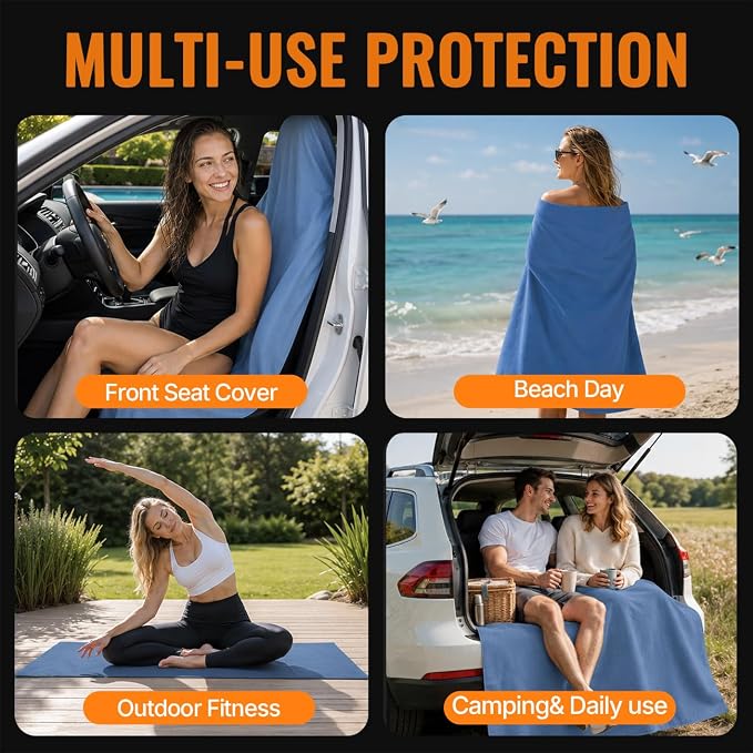 AUTOYOUTH Front Car Seat Protector, Post-Workout Gym Sweat Towel Cover | Sweatproof Breathable Blue Front Car Seat Protector For The Gym Non-Slip Universal Fit For Cars & SUVs Machine Washable - Image 6
