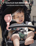 buywoo Portable Stroller Mini Fan, Small Rechargeable Personal Cooler w/ 360° Rotation, Baby Essentials for Car Seat, Crib, Bike, Treadmill, 3-Speed Battery Powered Stroller Accessories, Pink - Image 2
