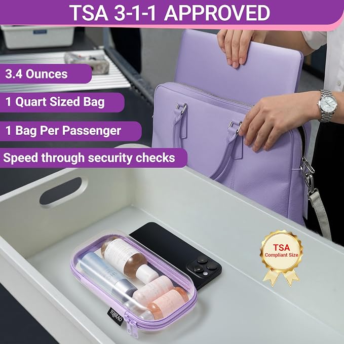 YQBRAO Clear Hard Shell Zipper Cases, 6 Multi-Size Organizers, Purple | Rigid clear shells in three practical sizes organize toiletries, cosmetics, cables, stationery and household essentials - Image 7