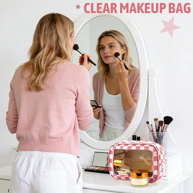 YOPCDJ 3PCS Clear Toiletry Bag, TSA Approved Travel Makeup Pouch with Zipper for Cosmetics and Toiletries, Diaper Bag Organizer Pouch Set, Women's Purse Organizer and Clear Car Bag - Image 3