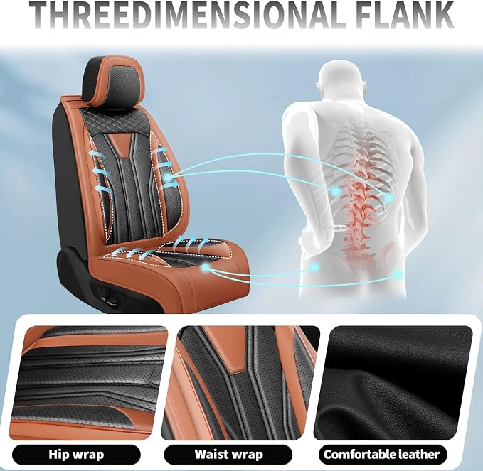 Fit Altima Car Seat Covers for Nissan Altima 2010-2025 2026- Full Set Premium Leather, Waterproof&Breathable, All-Weather Seat Cushion Protecto & Airbag Compatible, Full Set Brown & Black - Image 7