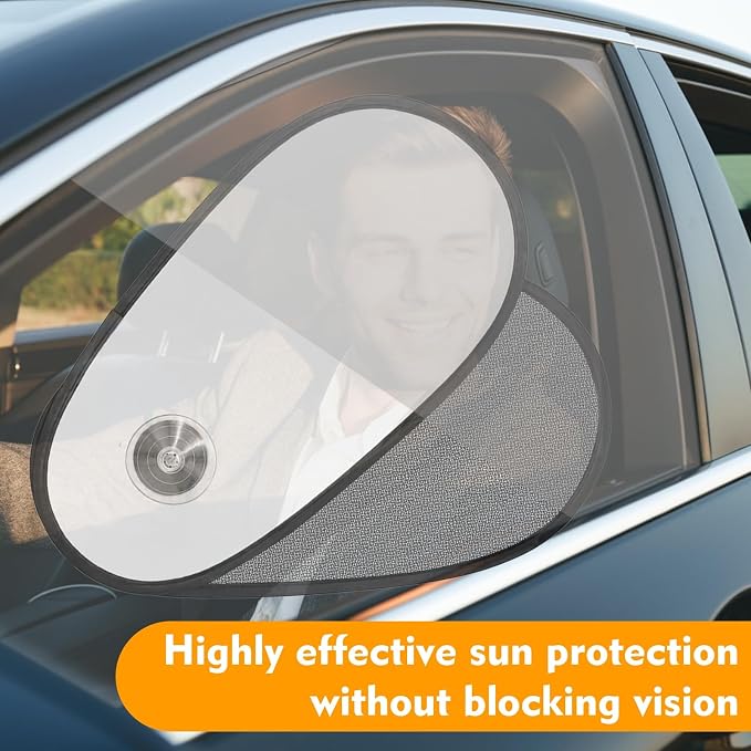 1 Pack Silver Coated Car Window Shades for Baby - Rotatable Sun Visor for Side Windows, UV Reflective Mesh Sun Blocker, Fits Front & Rear Windows, with Suction Cups - Image 7