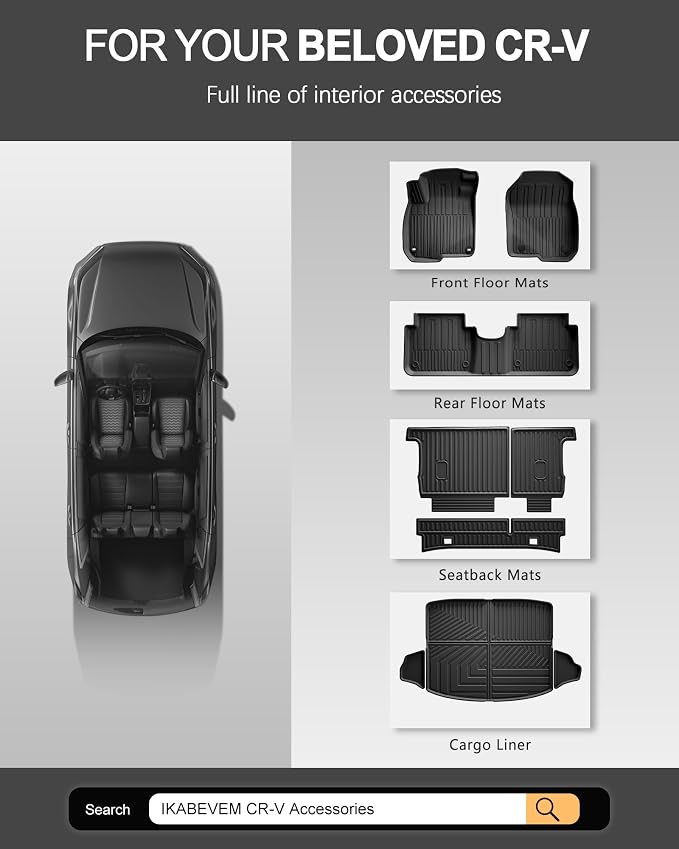 All Weather Floor Mats Fit for 2017-2022 Honda CR-V (Gasoline & Hybrid) | Custom Fit TPE Floor Liners Accessories for Honda CRV 1st and 2nd Row Full Set Car Mats - Image 8