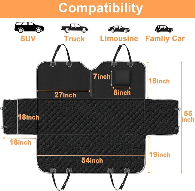 Mancro Dog Car Seat Cover for Back Seat, Waterproof Dog Hammock for Car | 600D Heavy Duty, Scratch-Resistant Back Seat Pet Cover for Dogs with PVE Nonslip Underside, Fits for Sedan, Trucks and SUVs - Image 6